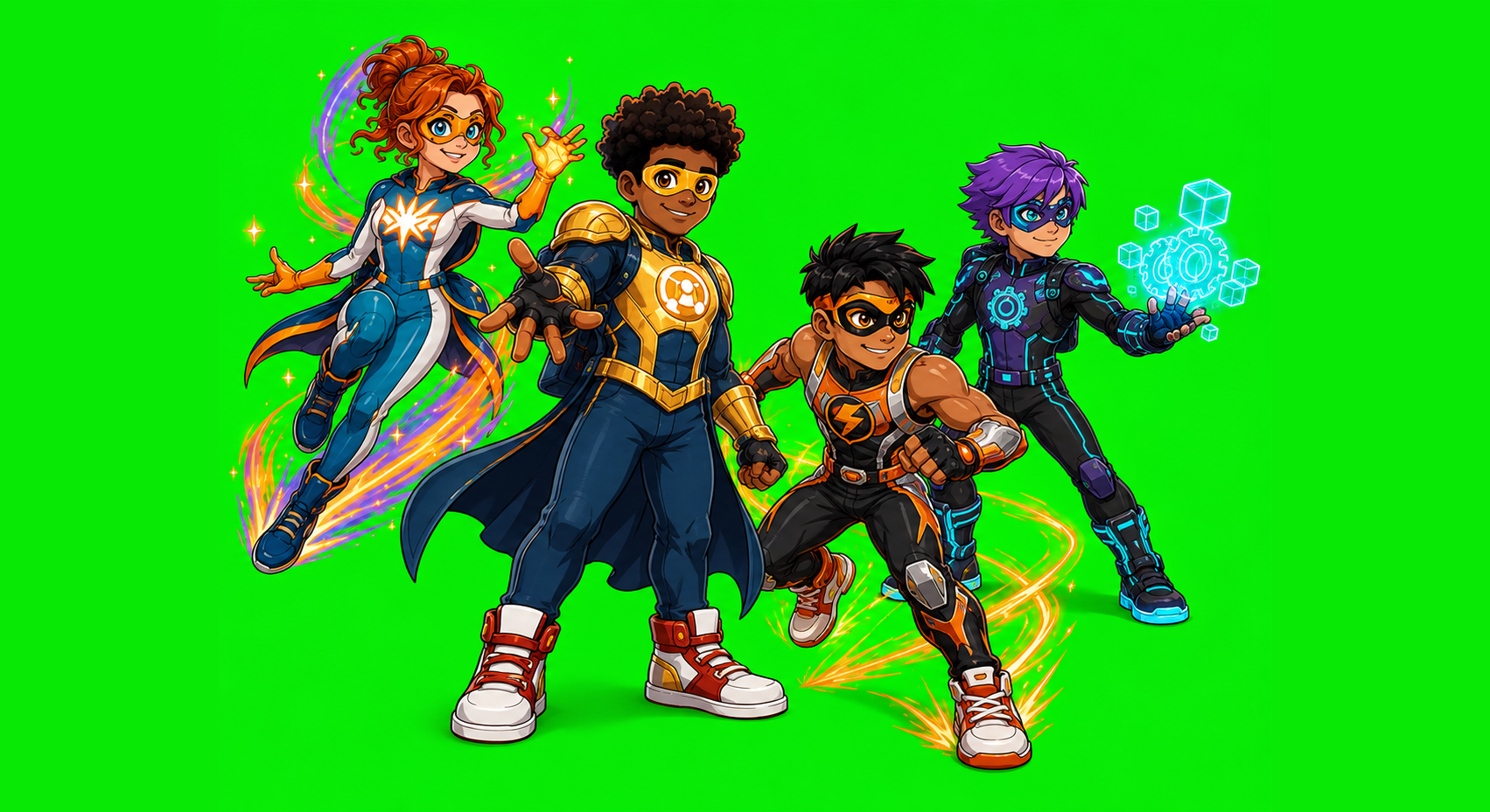 Teen hero characters from the Hero Up prevention game